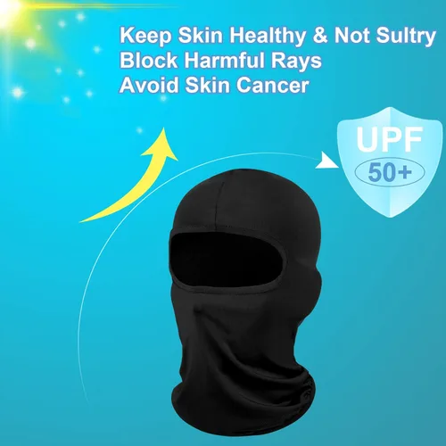 Vista 7 de Máscara de esquí de 8 piezas, máscara de cara completa, protección UV, pasamontañas de seda de hielo de verano, polaina para el cuello, para mujeres