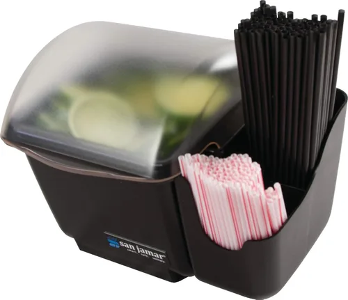 Vista 4 de San Jamar Soporte para condimentos de mini cúpula refrigerable con tapa de cúpula para cocina, bar y restaurantes, plástico, 1 cuarto de galón