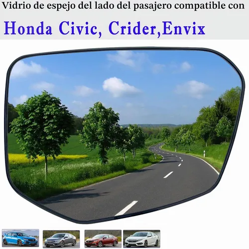 Vista 2 de Civic - Espejo lateral para pasajero compatible con Honda Civic 2016-2021, Crider 2019-2022, Envix 2018-2022, vidrio calefactable lateral derecho