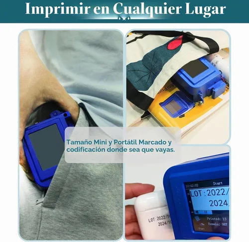 Vista 8 de Phezer Mini impresora de inyección de tinta mejorada de 1.000 in/1 pulgada para todos los materiales PC11-1, 25 idiomas, con cartucho de tinta