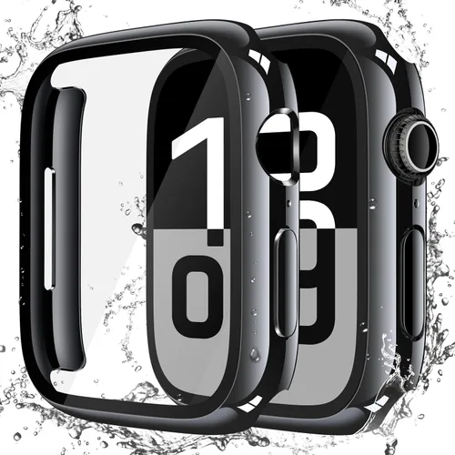 Vista 30 de Misxi Paquete de 2 fundas impermeables con botón diseñadas para Apple Watch Series 3 Series 2 de 38mm, funda rígida de policarbonato anticaídas