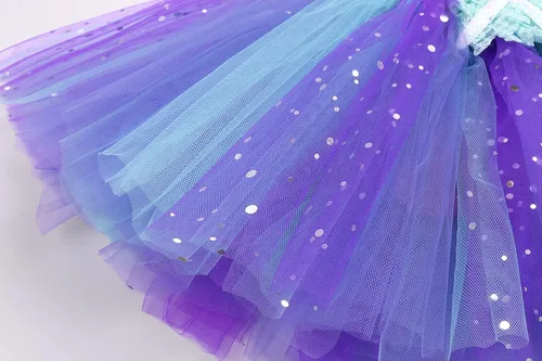 Vista 6 de Koatobbor Girls Mermaid Costume Mermaid Tutu Dress Color Led Light Up for Halloween Birthday Party 3-8Years
