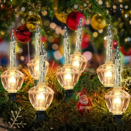 Vista 12 de Couah Luces de Burbujas de Navidad, Juego de Cadena de Luces Vintage de 11 Pies, 7 Fluidos de Burbujas Transparentes con Purpurina Dorada C7/E12 7