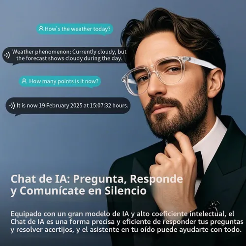 Vista 7 de Gafas Inteligentes Bluetooth para Mujeres, Gafas de Traducción AI Compatible con 165+ Idiomas, Micrófono y Altavoces Integrados, Lentes que Cambian