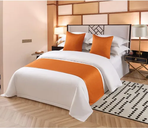 Vista 7 de Bufanda sólida para cama, camino de cama, bufanda de protección para hotel, casa de huéspedes, centros turísticos, dormitorio