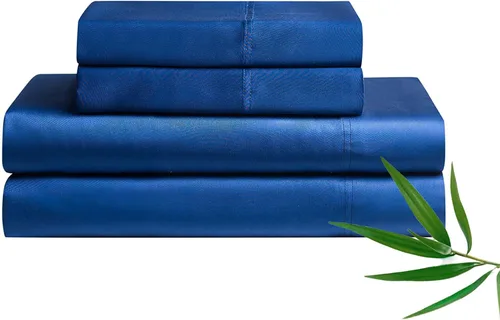 Vista 11 de Juego de sábanas refrescantes YnM con 100 por ciento de rayón derivado del bambú, tela 400TC con 1 funda de almohada y sábana plana, ajuste profundo