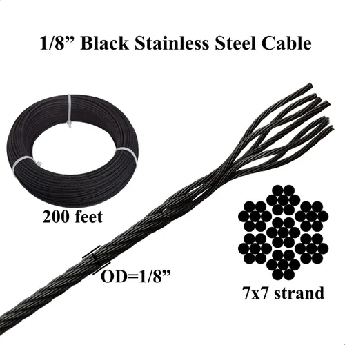 Vista 3 de Kit de herramientas de barandilla de cable negro, para sistema de barandilla de cable de 1/8, cable de cuerda de alambre de acero inoxidable negro