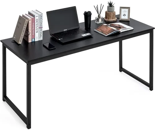 Vista 9 de CAPHAUS Escritorio moderno para computadora de 32 pulgadas para oficina en casa, juegos y espacios pequeños, fácil montaje, tablero de partículas