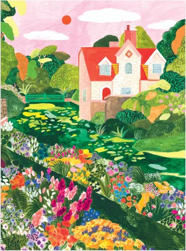 Vista 6 de Galison - Blooming Meadow - Rompecabezas de 1000 piezas para adultos Ilustración de Flore Cousseran, Spring Cottage, Floral, Desafiante, Papel