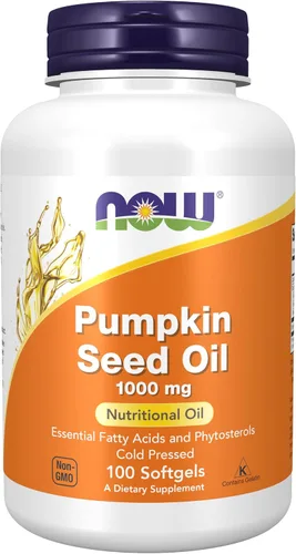 Vista 10 de NOW Suplementos, aceite de semilla de calabaza 1000 mg con ácidos grasos esenciales y fitoesteroles, prensado en frío, 200 cápsulas blandas