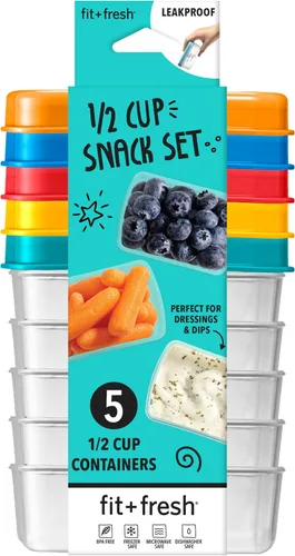 Vista 8 de Fit & Fresh Stak Paks - Juego de recipientes de 1 taza para niños, color verde