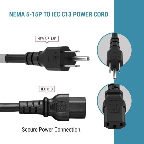 Vista 4 de Cable de alimentación de CA resistente de 6 pies (1.8m)
