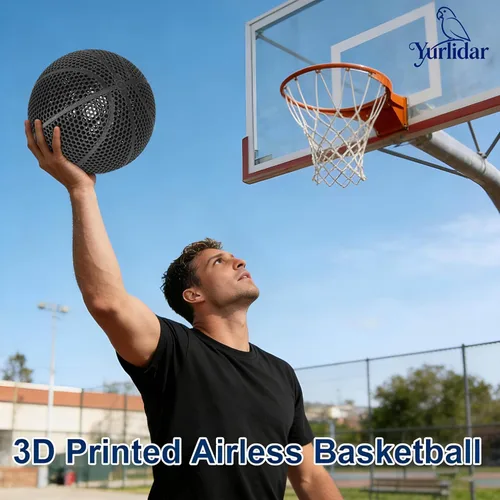 Vista 7 de Balón de baloncesto sin aire impreso en 3D, tamaño oficial 7, no necesita bomba, alto rebote y silencioso, entrenamiento de baloncesto y regates