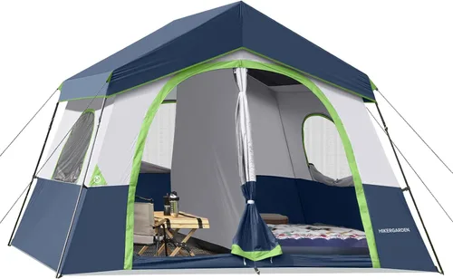 Vista 7 de HIKERGARDEN - Tienda de campaña para 6 a 8 personas, tienda de campaña familiar portátil para campamento, tienda de campaña de tela resistente al