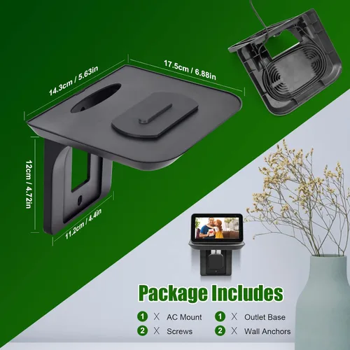 Vista 4 de Soporte de pared para Echo Show 5, soporte de pared para Echo Show 8, soporte universal para altavoz, giratorio ajustable de 360 grados, accesorios