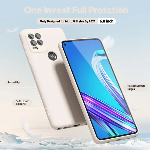 Vista 3 de oakxco para Motorola Moto G Stylus 5g 2021 Funda de teléfono de silicona líquida, delgada y suave, de goma de caucho, TPU, cubierta simple y lisa
