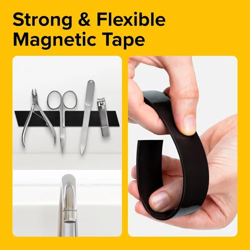 Vista 4 de Cinta magnética súper adhesiva (3.3 pies x 1/2 pulgada / 3.3 ft x 0.5 in) - Tira magnética fuerte con respaldo adhesivo para bricolaje