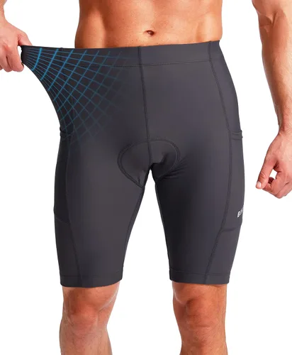Vista 3 de Bikewa Pantalones cortos de ciclismo para hombre con acolchado 3D ropa interior de ciclismo para montar en carretera MTB bicicleta UPF 50 bolsillos