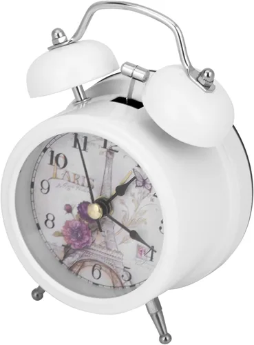 Vista 4 de Garosa Reloj despertador para dormitorio, clásico retro ultra silencioso reloj de cuarzo de metal con retroiluminación para escritorio, armario