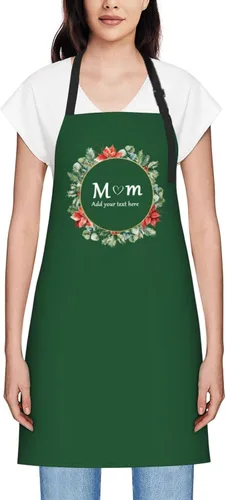 Vista 10 de Delantales personalizados para mujer, diseño de delantal de chef ajustable con nombre, textos, fotos, flores, regalos para el día de la madre