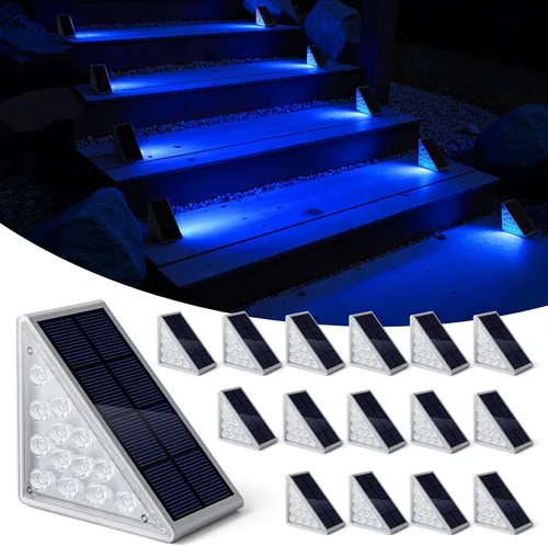 Vista 24 de NIORSUN Luces solares, impermeabilidad IP67, encendido/apagado automáticos, para escalones exterior, escalera, patio, porche, puerta delante, acera