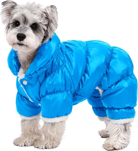 Vista 18 de AOFITEE Abrigo para perro, chaqueta impermeable para perro, abrigo de invierno para perros de cuerpo completo, traje de nieve, chaqueta acolchada a