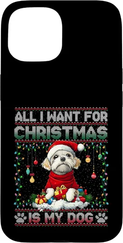 Vista 6 de Maltese Christmas Tree Lights Decorations Dog Lover Xmas Case for iPhone 16