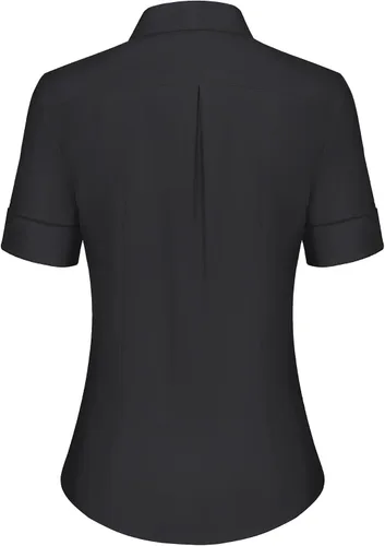 Vista 3 de siliteelon Camisas de vestir de manga corta con botones para mujer, camisas de algodón con botones para mujer, blusa ajustada de manga 3/4