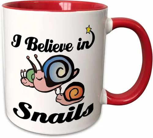 Vista 10 de 3dRose Taza "I Believe in Snails", 11 onzas, color negro y blanco Negro/Blanco