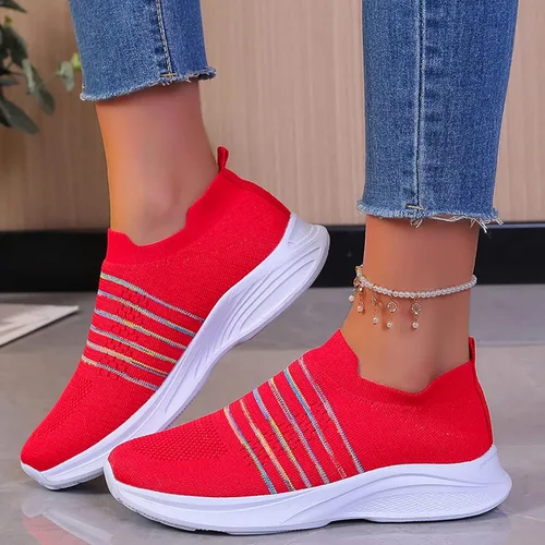Vista 2 de Dress Shoes For Girls Women Fly Woven Mesh Running Shoes Athletic Tennis Walking Shoes Comfy Runners Fashion Sport Shoes Sandalias de cuña de mujer
