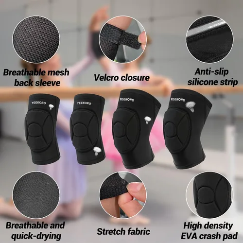 Vista 5 de Kids Knee Pads + Elbow Pads, Compression Support Sleeve with Thickened Pad, Breathable & Lightweight Protective Gear for Basketball Wrestling