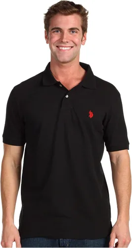 Vista 101 de Polo de piqué de algodón sólido para hombre con pequeño Pony Gris jaspeado