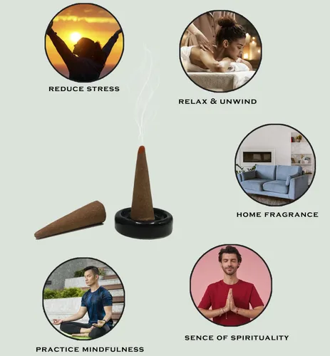 Vista 3 de Aakriti Masala - Conos de incienso naturales para meditación, aromaterapia y yoga, 80 piezas sensual, relajante, energizante, refrescante