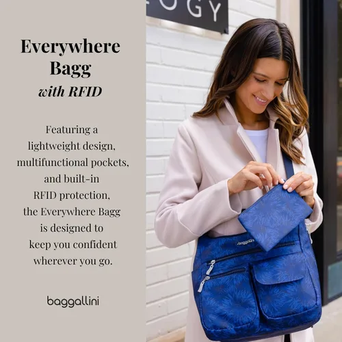 Vista 45 de Baggallini womens Everywhere Bagg Crossbody Women 11x9 Lightweight Nylon Hobo Water-resistant Travel Bag W/Rfid