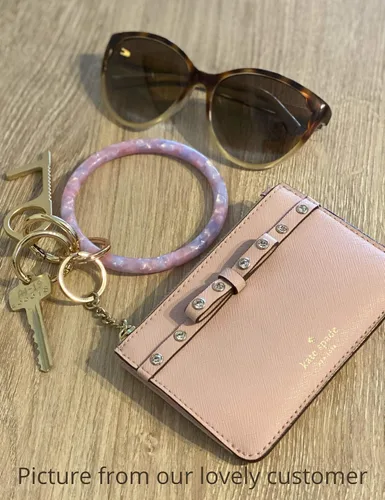 Vista 3 de Heesch Pulsera llavero pulsera llavero pulsera para mujer, llavero de acetato circular para muñeca