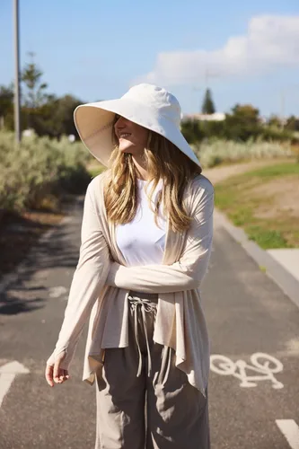 Vista 7 de Solbari Sombrero de sol de ala ancha definitivo para mujer UPF50+ Beige