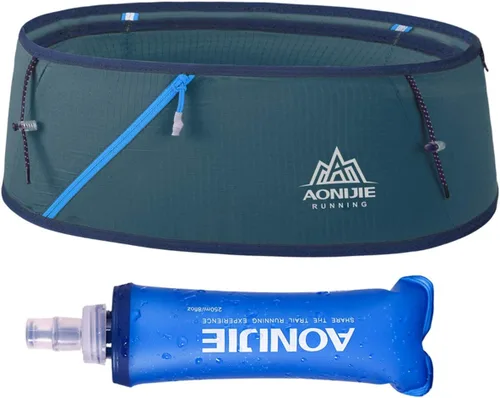 Vista 10 de Riñonera para correr con botella de agua suave de 8.5 fl oz, sin rebote, para entrenamiento, correr, viajes, dinero, cinturón de bolsillo para mujer