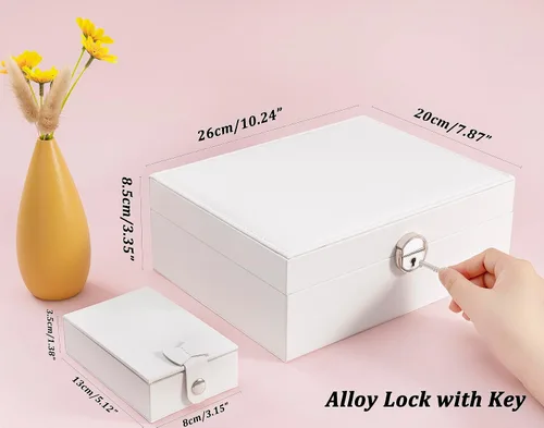 Vista 7 de Vickey Joyero organizador para mujeres y niñas, 2 en 1, cajas de joyería y organizadores, caja organizadora de joyas grande para anillos, pulseras