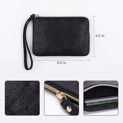 Vista 5 de Bolso de mano de cuero genuino de 4.5 x 6.5 para mujer, bolso de mano de noche