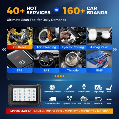 Vista 5 de Autel Scanner MaxiSYS MS906 MAX, ECU Coding 40+ Service Top Bidireccional 2026 10'' MS906MAX V2.0 of MS906 PRO MS908S MK908 II, Lite of Elite 2