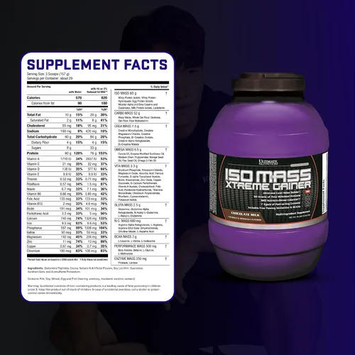 Vista 7 de Ultimate Nutrition ISO Mass Xtreme Gainer, leche de chocolate, 10 lb