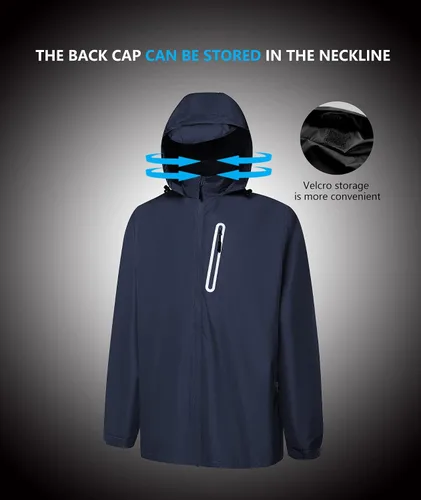 Vista 5 de V VALANCH Ropa de lluvia para hombre con bolsillo reflectante en el pecho y pantalones impermeables Azul