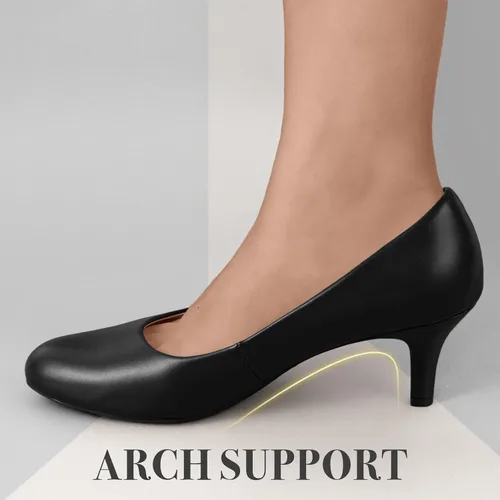 Vista 3 de Ankis - Zapatos de tacón bajo para mujer, color negro, nude, blanco, plateado, zapatos de vestir para el trabajo, oficina, boda, fiesta, graduación