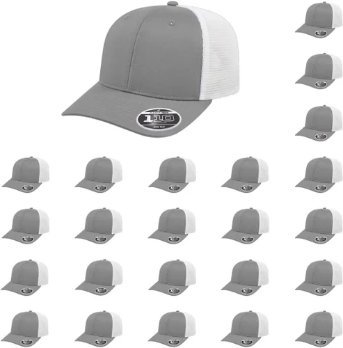Vista 97 de Cap America i8502 Flexfit 110 Premium - Gorra de camionero de perfil medio con 6 paneles de malla trasera con protección UV y cierre ajustable