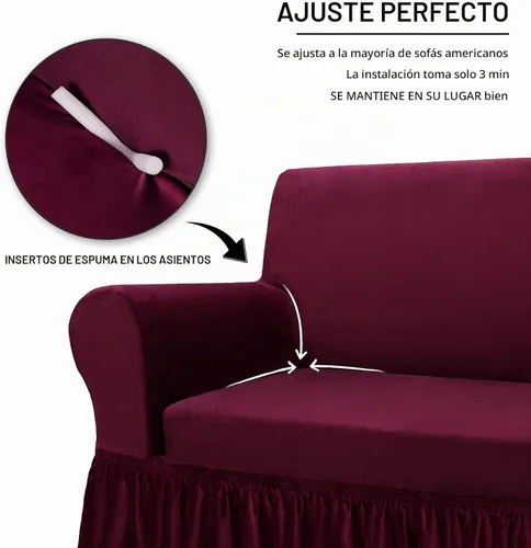 Vista 8 de NICEEC Funda para sofá biplaza, súper suave, 1 pieza, color rojo vino, elástica, universal, de elastano, para sala de estar, fácil ajuste, lavable