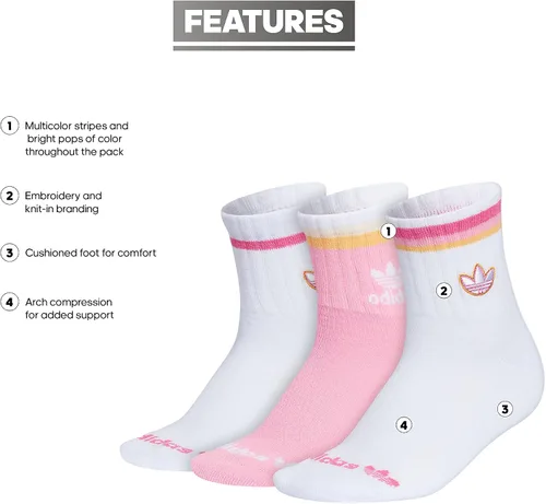 Vista 2 de adidas Originals Calcetines Aura High Quarter para mujer (3 pares)