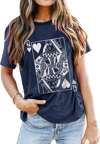 Vista 2 de Queen of Hearts T-Shirt for Women Funny Vintage Graphic Tees Cool Cute Queen Tee Casual Short Sleeve Tops Shirts
