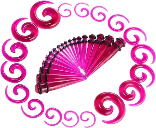 Vista 4 de Yiju Juego de 36 piezas de estiramiento de oídos, tapones de acrílico en espiral para mujeres y hombres, Acrílico, no disponible