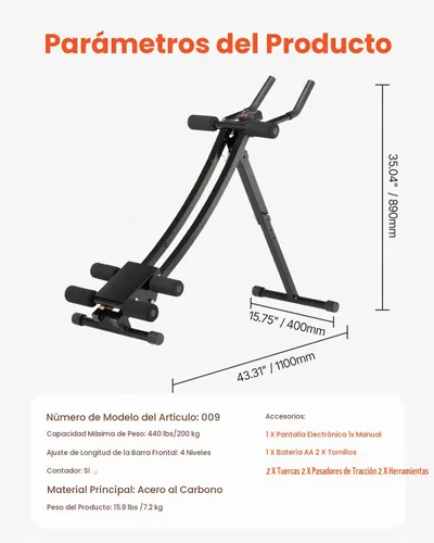 Vista 7 de VEVOR AB Workout Machine, Ab Workout Equipment at Home Gym, Core & Abdominal Trainers for Women, 440 lbs Weight Capacity Strength Training Ab