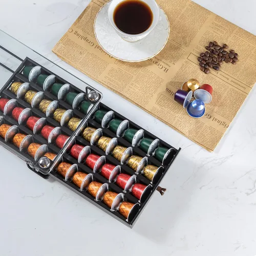 Vista 2 de ZCDCP Soporte para cápsulas de café, soporte para cápsulas originales de Nespresso, cajón de almacenamiento de cápsulas de café con parte superior